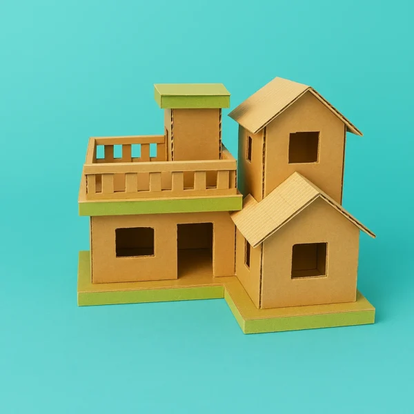 Handmade Cardboard House Model – 3D Architecture Craft